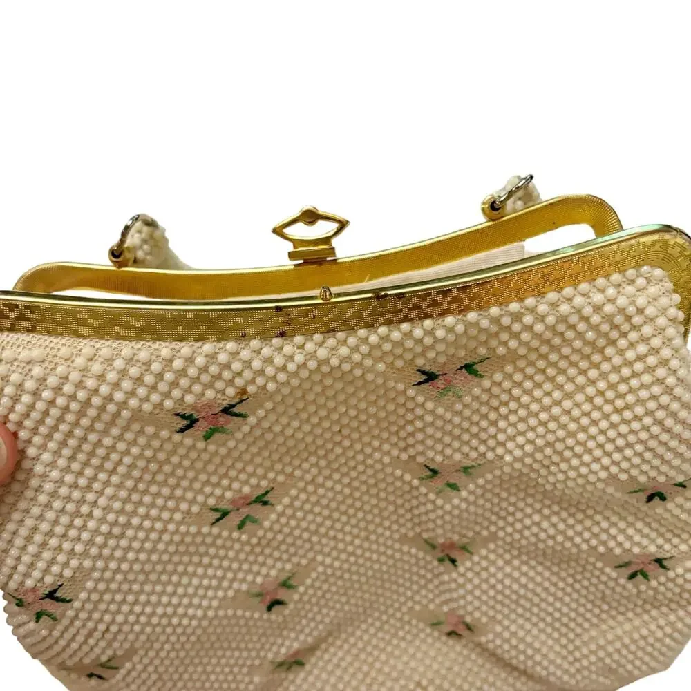 Vintage Beaded Top Handle Embroidered Bag
